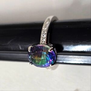 Elegant Sterling Silver 925 Mystic Topaz Ring